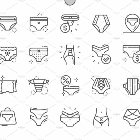 Lingerie Line Icons cover image.