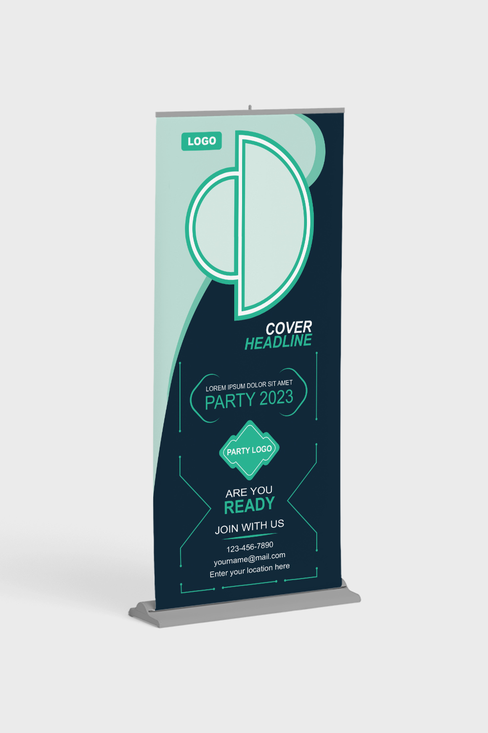 24 Event Roll Up Banner Or Pull Up Banner Or Stand Banner Or X Banner And Billboard Signage Design Template, Event Banner, Modern X-Banner, Rectangle Size, Event Poster Leaflet Design, Print-Ready, Roll Up Vector Eps Design pinterest preview image.