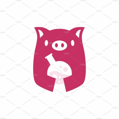 pig lab negative space logo vector cover image.