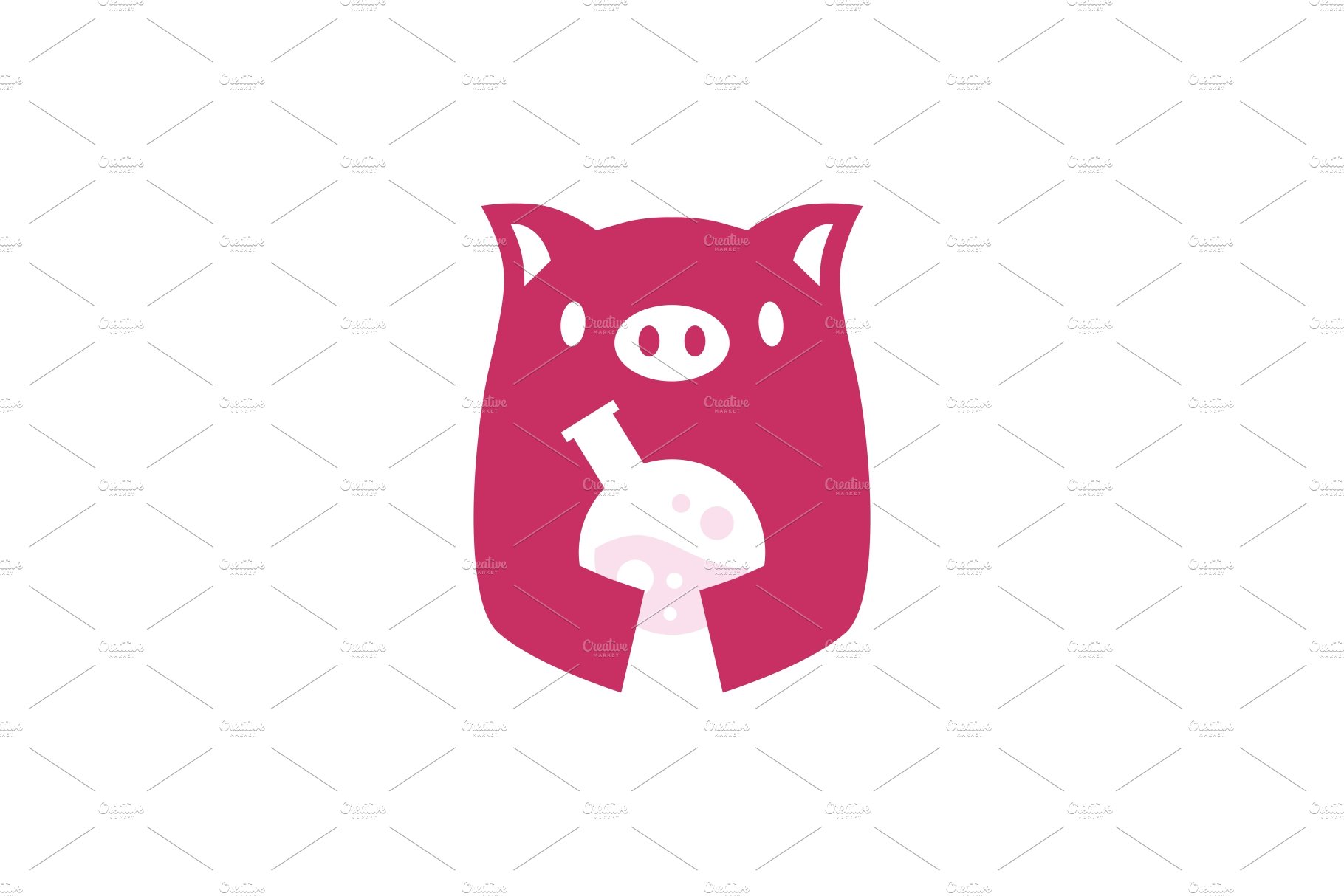 pig lab negative space logo vector cover image.