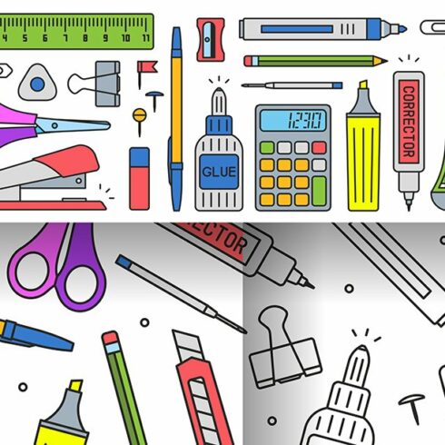 School supplies Set + pattern cover image.