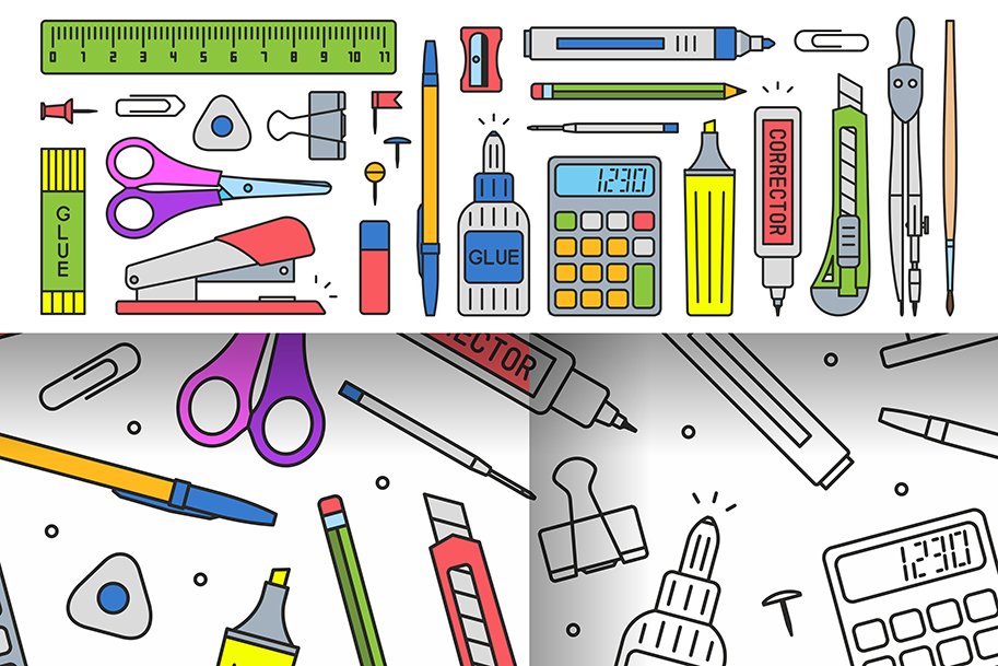 School supplies Set + pattern cover image.