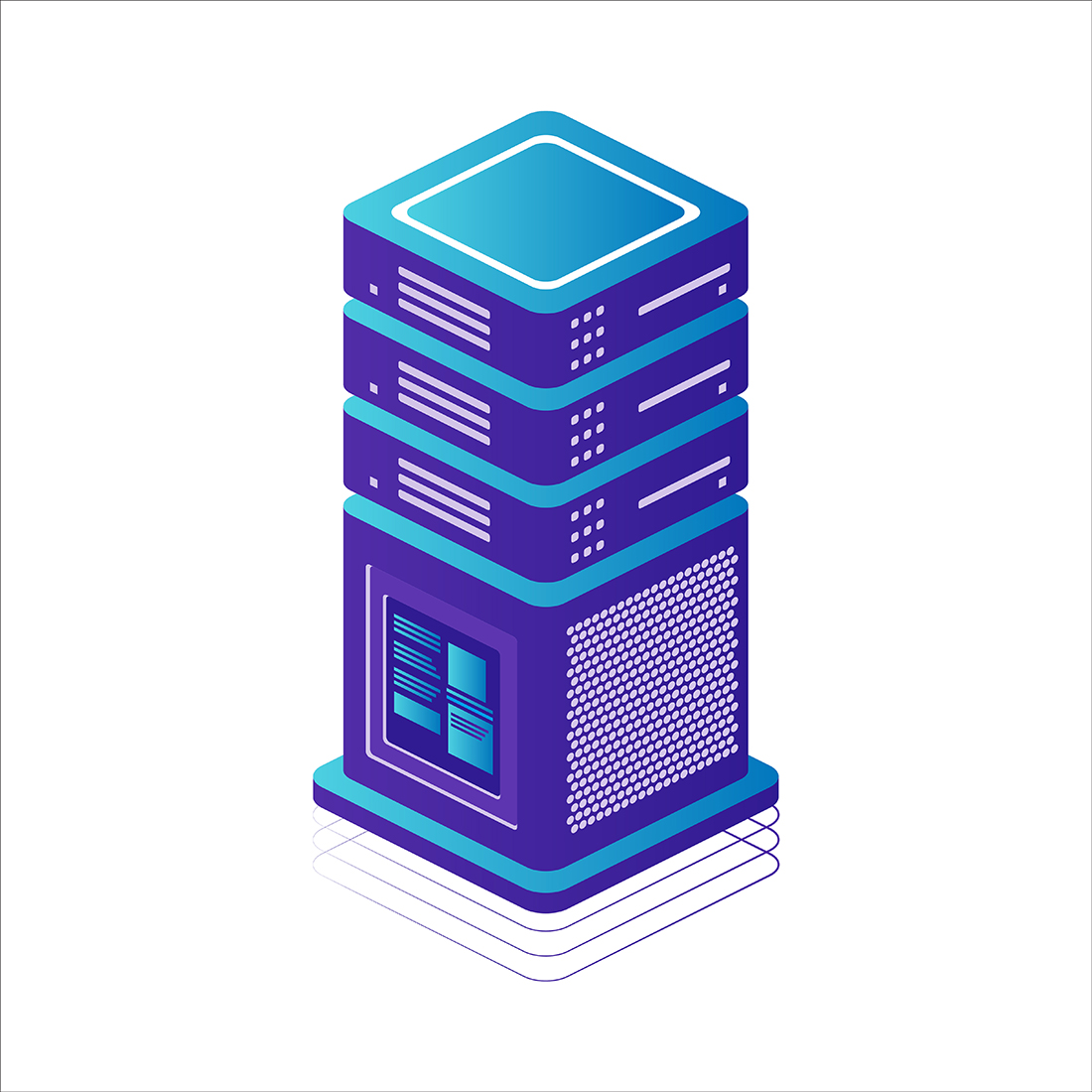 3d isometric web hosting server vector and image preview image.
