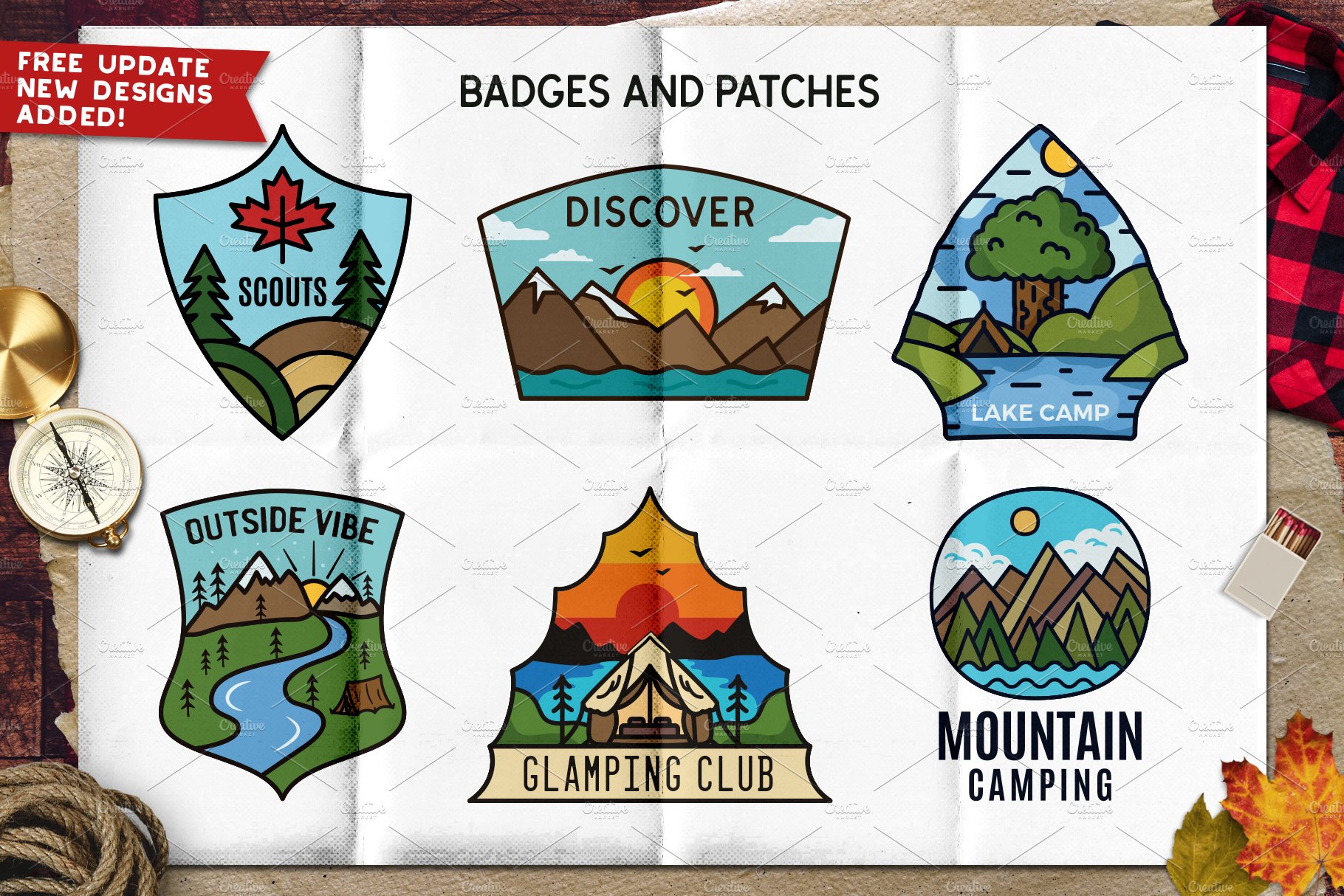 Retro Camp Adventure Badges. Part 2 preview image.