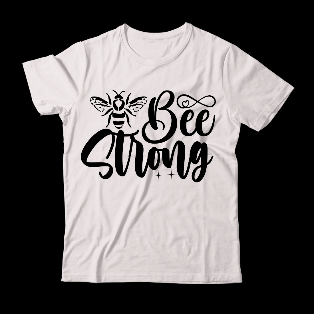 White t - shirt with the words bee strong on it.