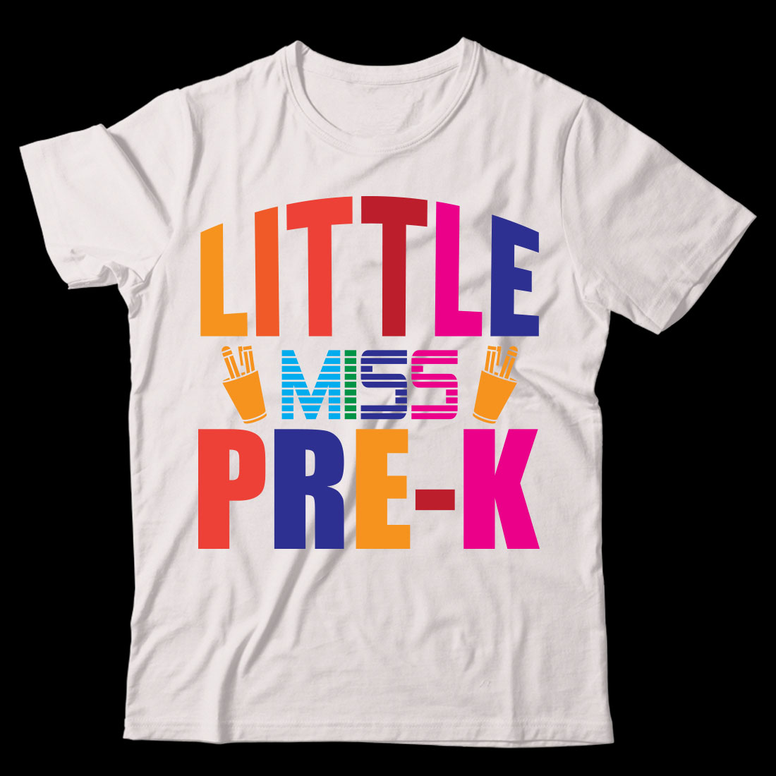 White t - shirt with the words little miss prek on it.