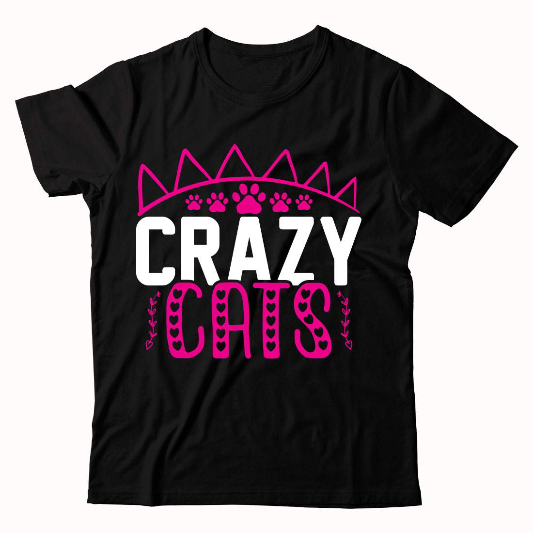 Black t - shirt with the words crazy cats on it.