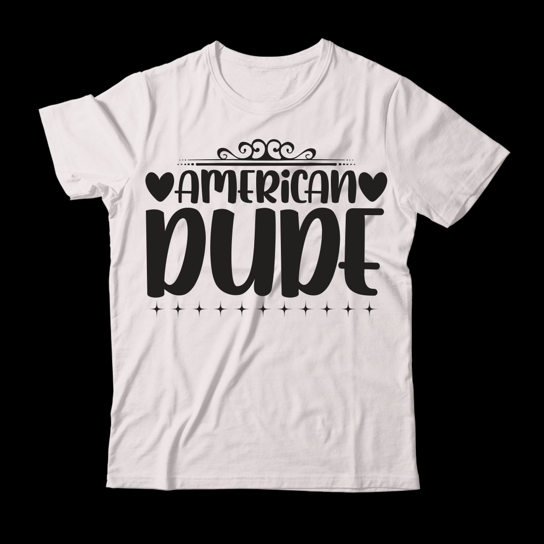 White t - shirt with the words american dude on it.