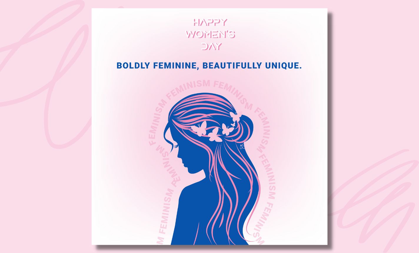 Woman's day card with a silhouette of a woman's head.