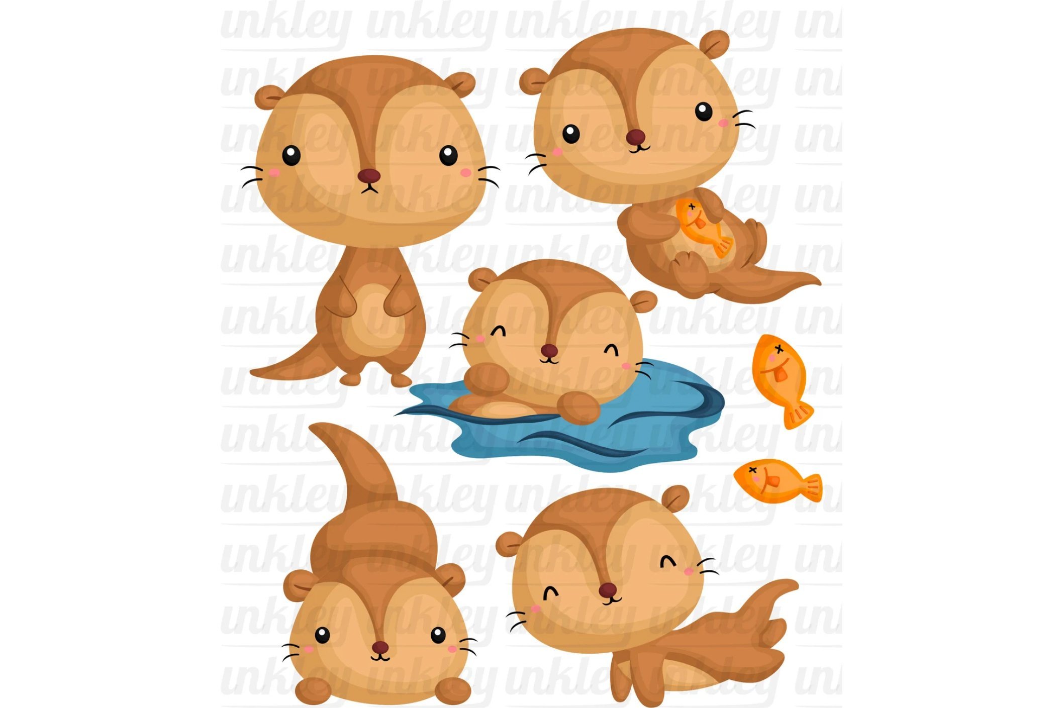 Cute Otter Animal Clipart preview image.