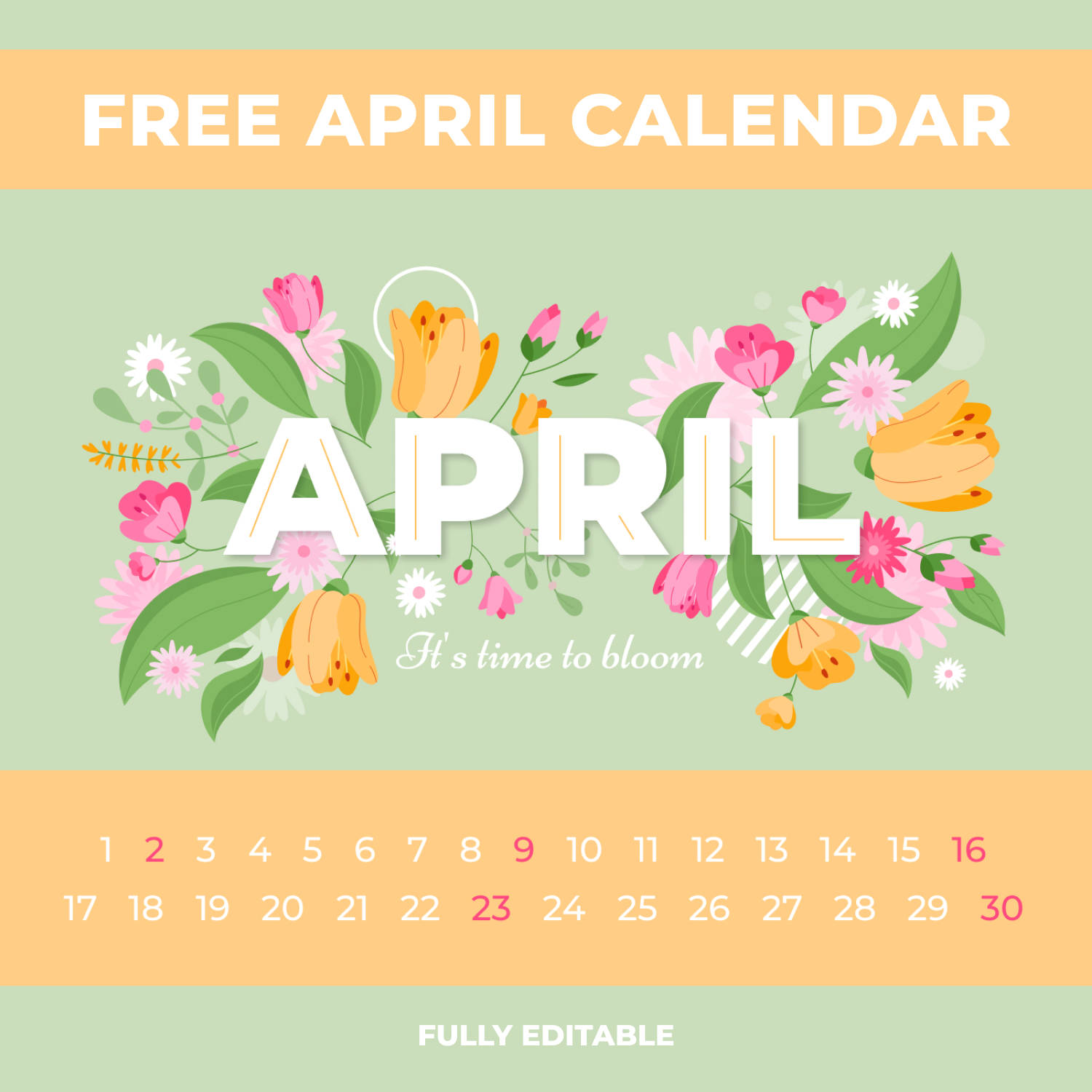 Free Printable April Calendar – MasterBundles Free Printable April Calendar – MasterBundles