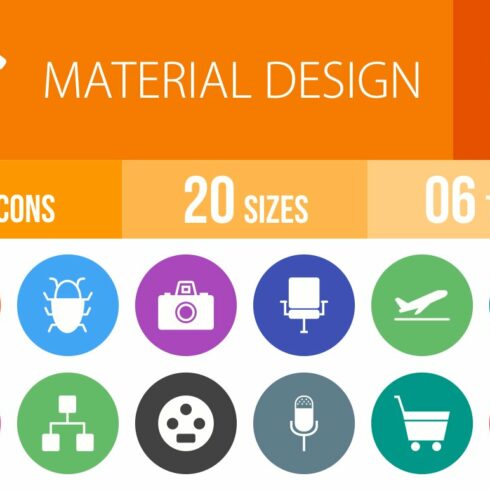 100 Material Design Flat Round Icons cover image.