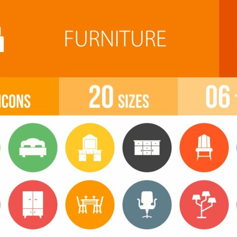 50 Furniture Filled Circle Icons cover image.