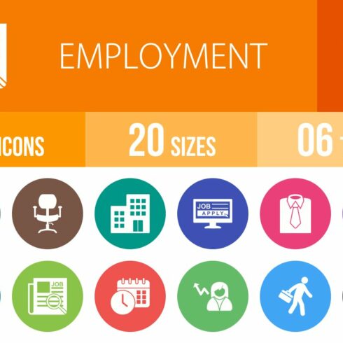 50 Employment Flat Round Icons cover image.