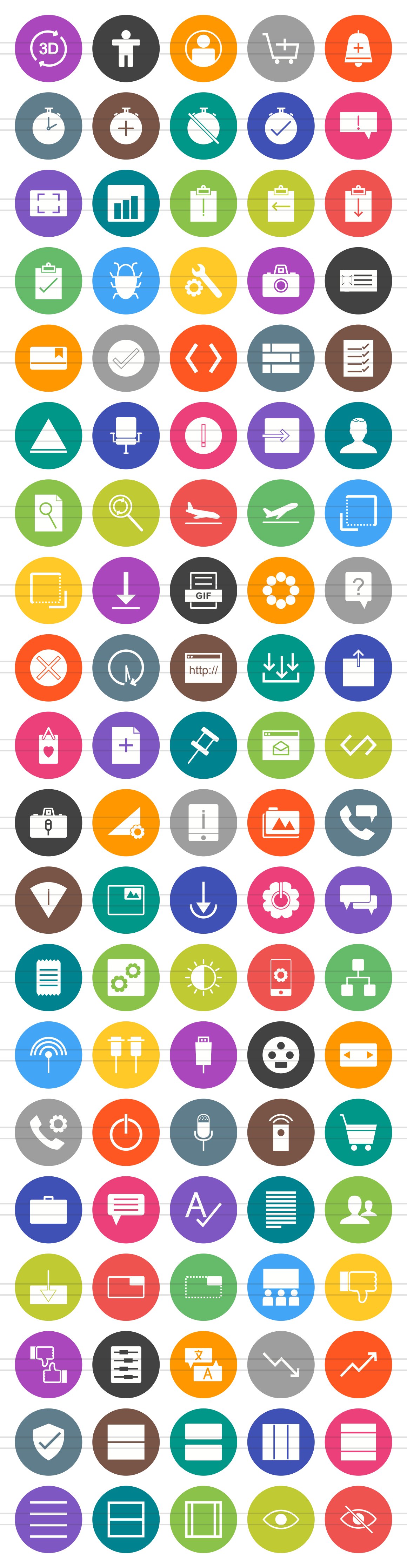 100 Material Design Flat Round Icons preview image.