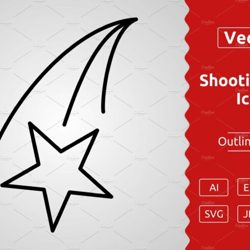 Vector Shooting Star Outline Icon cover image.