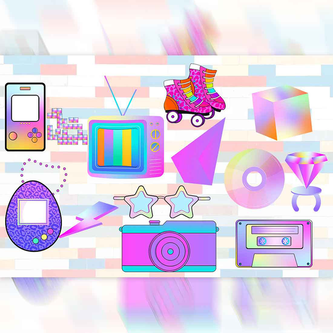 Retro Nostalgic 90'S Clipart Set cover image.