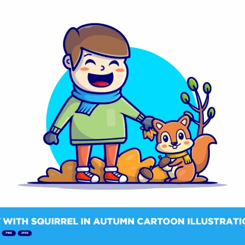 Cute Boy With Squirrel In Autumn cover image.
