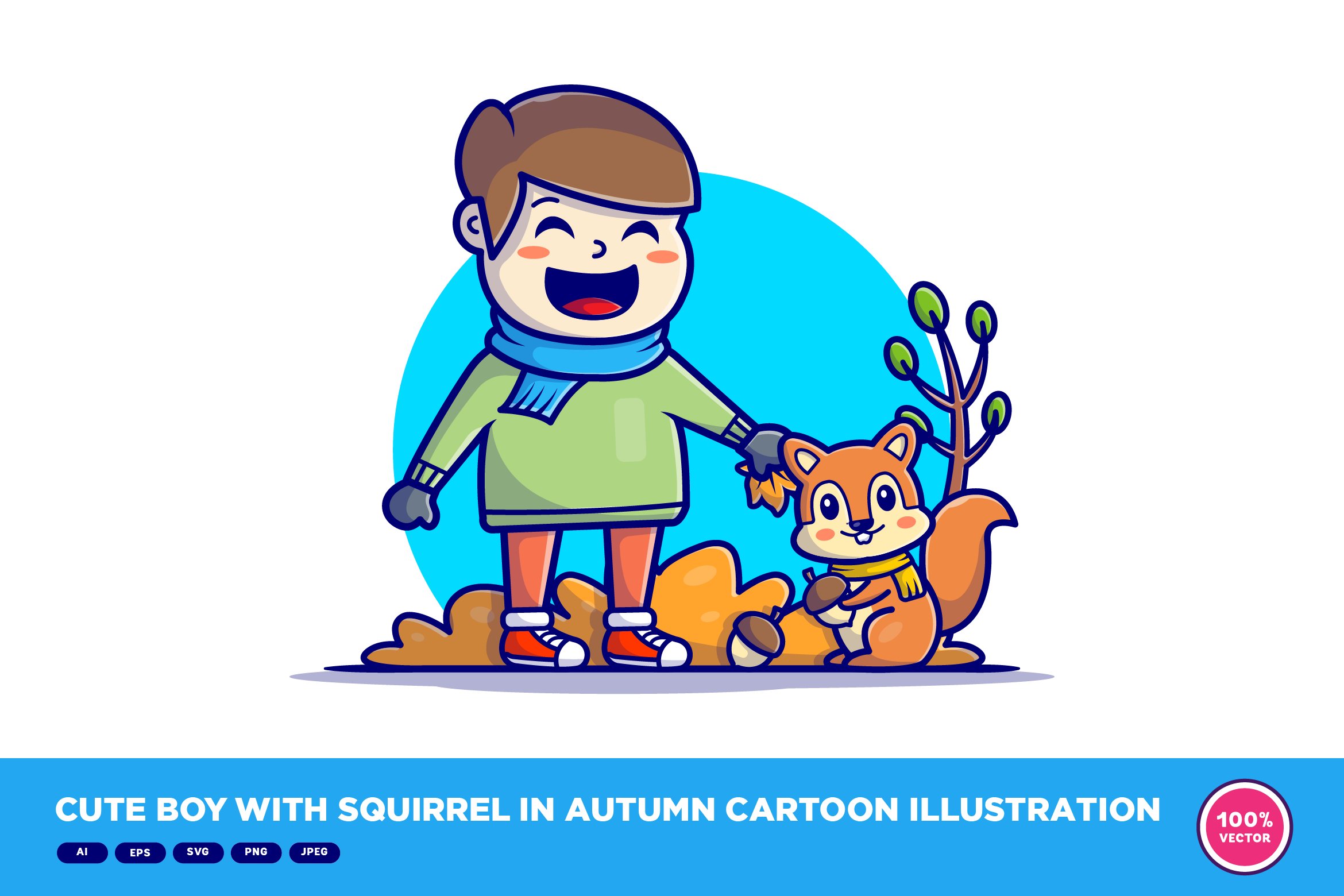 Cute Boy With Squirrel In Autumn cover image.