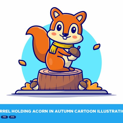 Cute Squirrel Holding Acorn In Autum cover image.