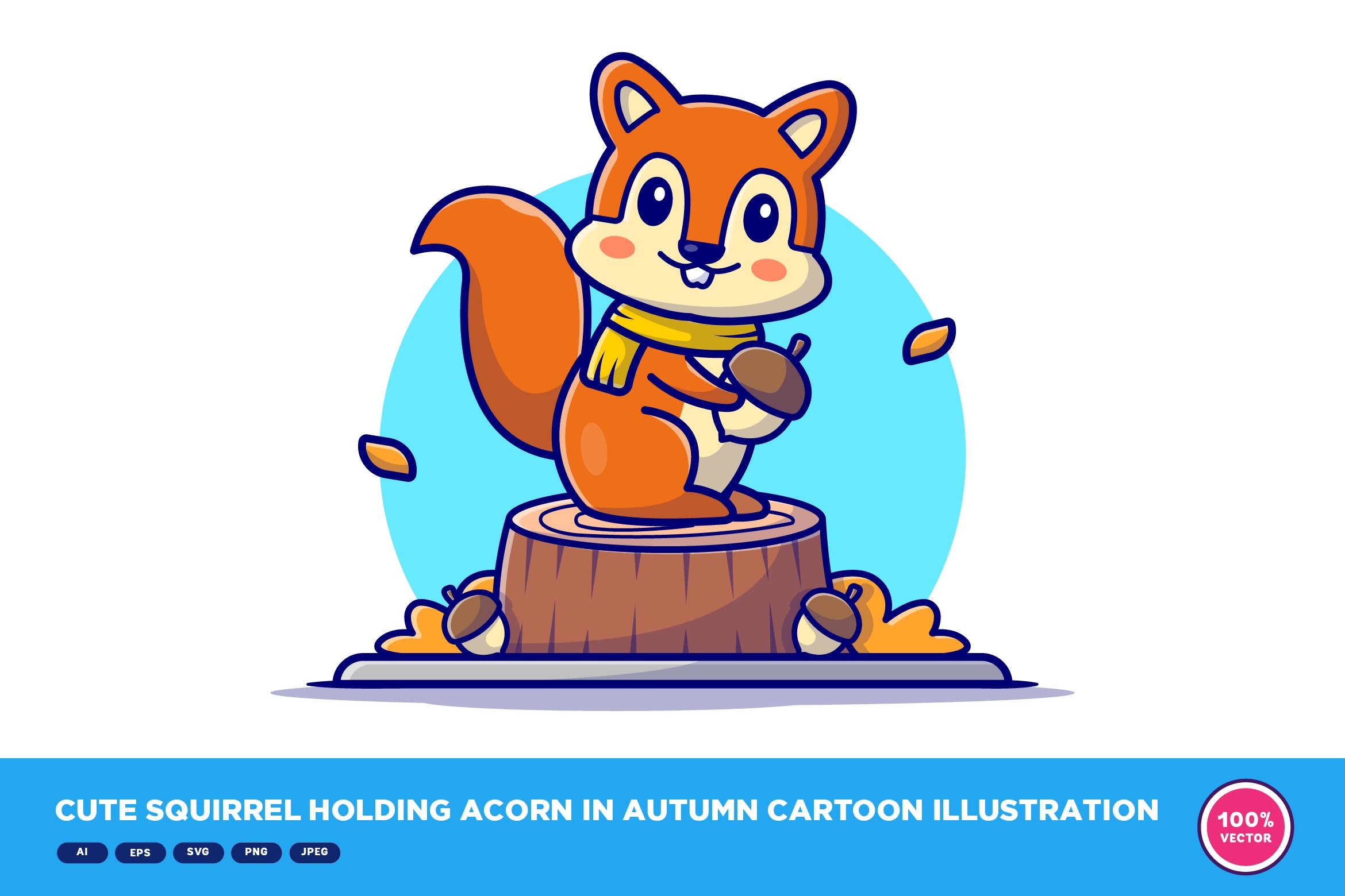 Cute Squirrel Holding Acorn In Autum cover image.