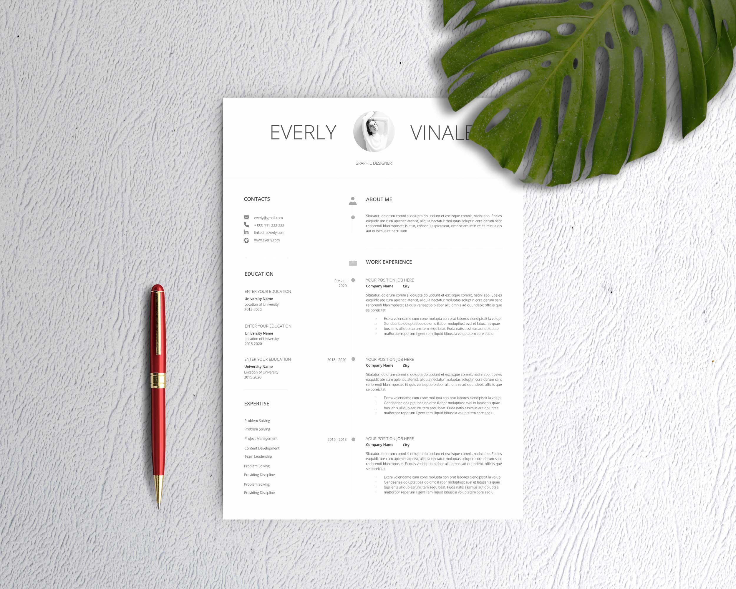 Resume Template / CV cover image.