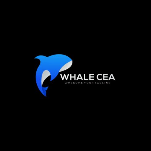 blue whale sea modern logo vector de cover image.