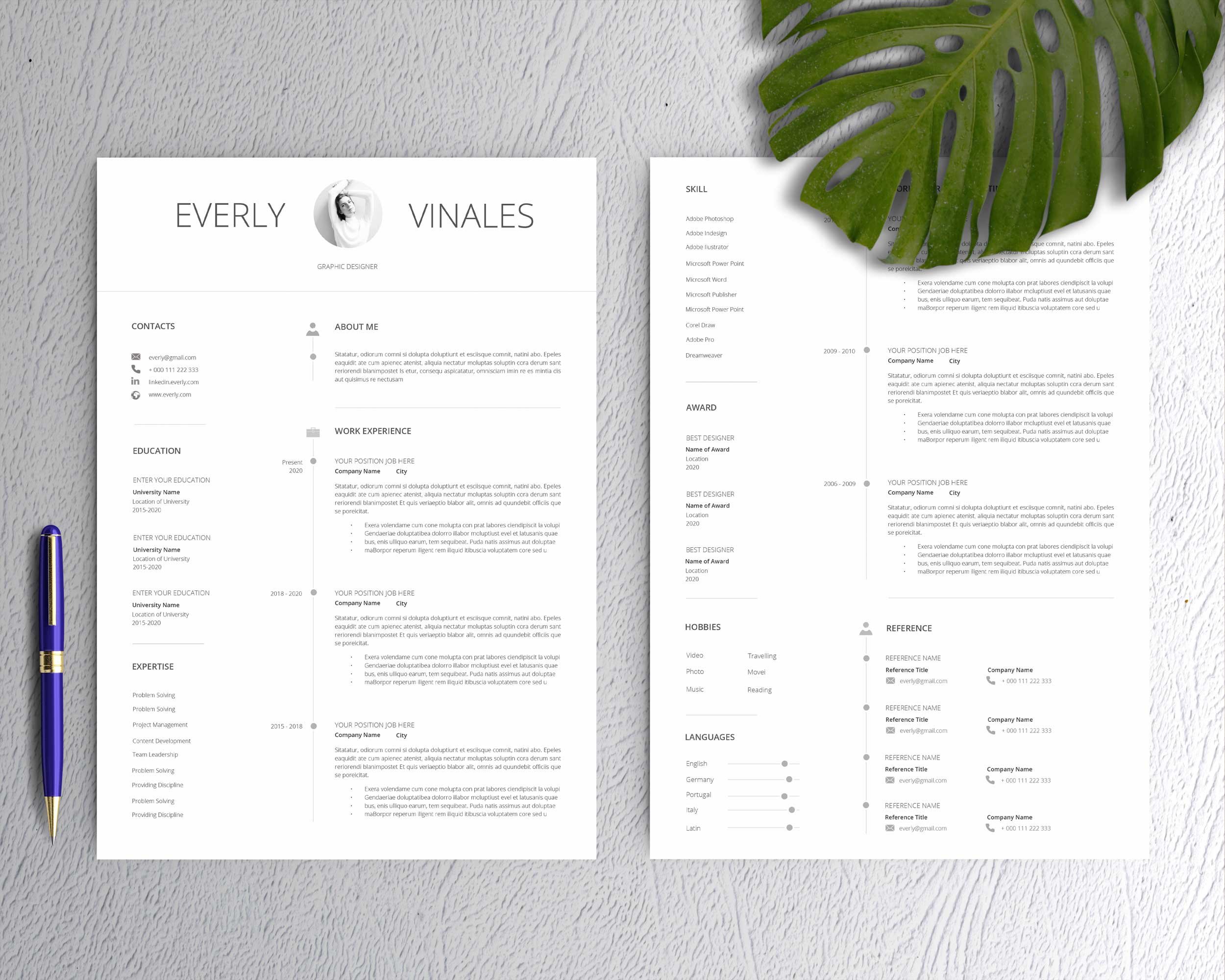 Resume Template / CV preview image.