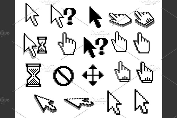 Pixel cursor icons for web design cover image.
