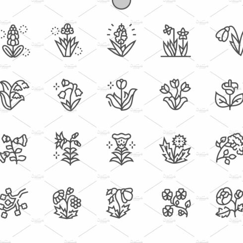 Spring flowers Line Icons cover image.