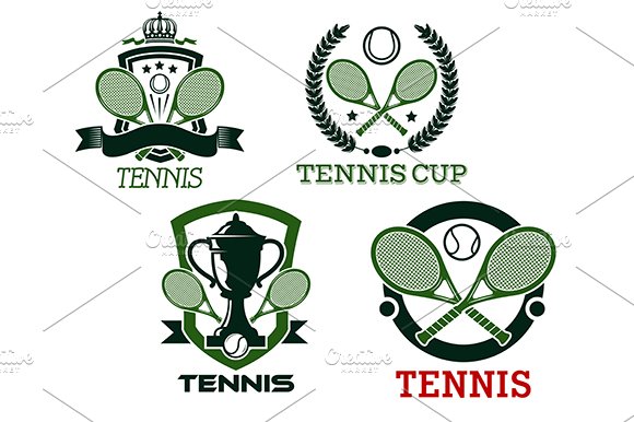 Tennis icons and symols with rackets cover image.