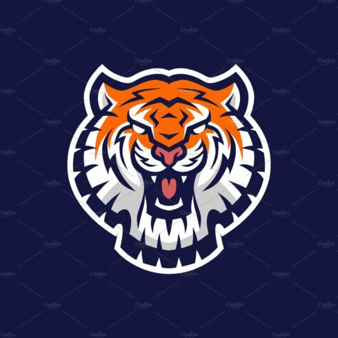 tiger head e sport logo vector icon cover image.