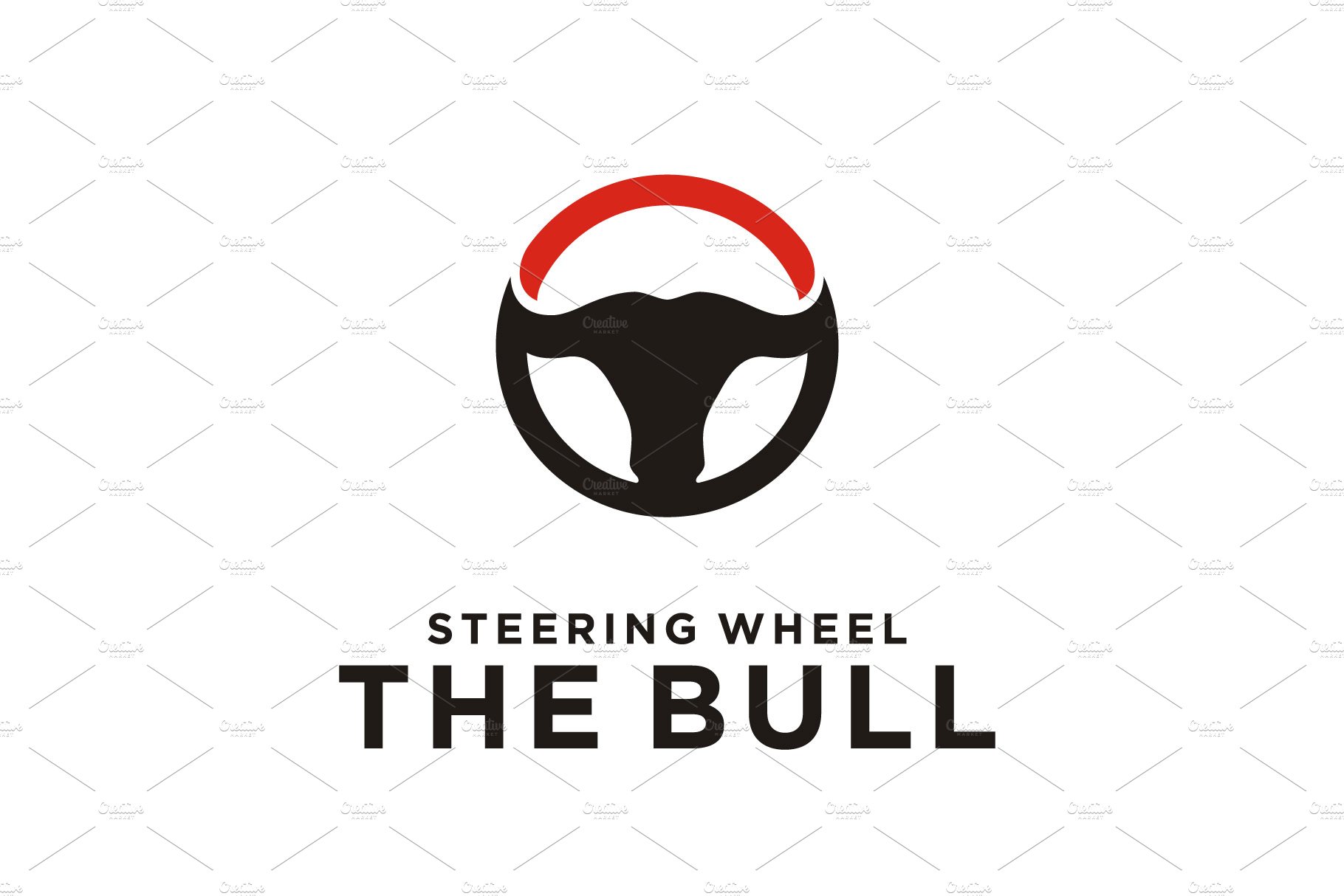 Steering Wheel Bull Head logo design cover image.