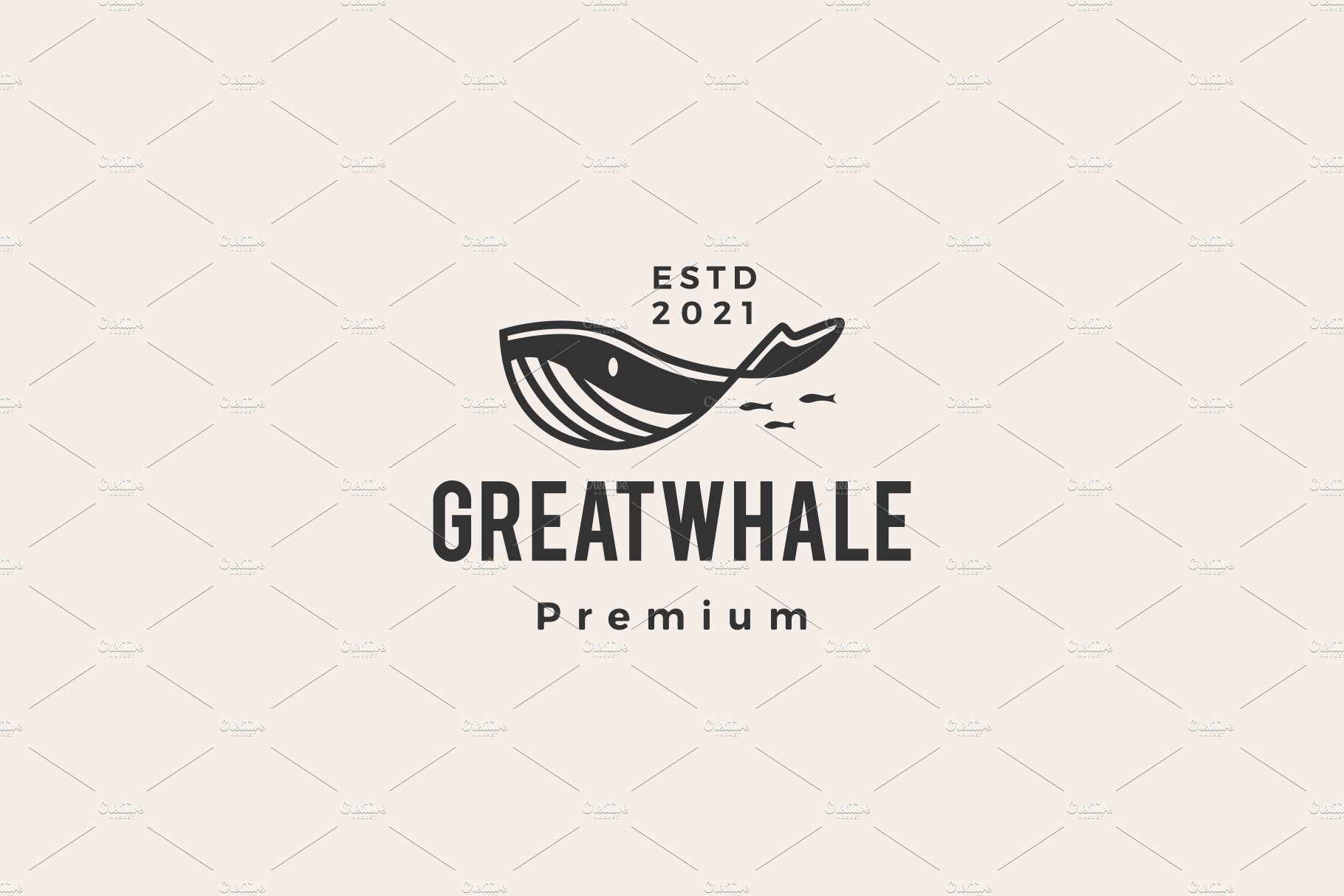 great whale hipster vintage logo cover image.