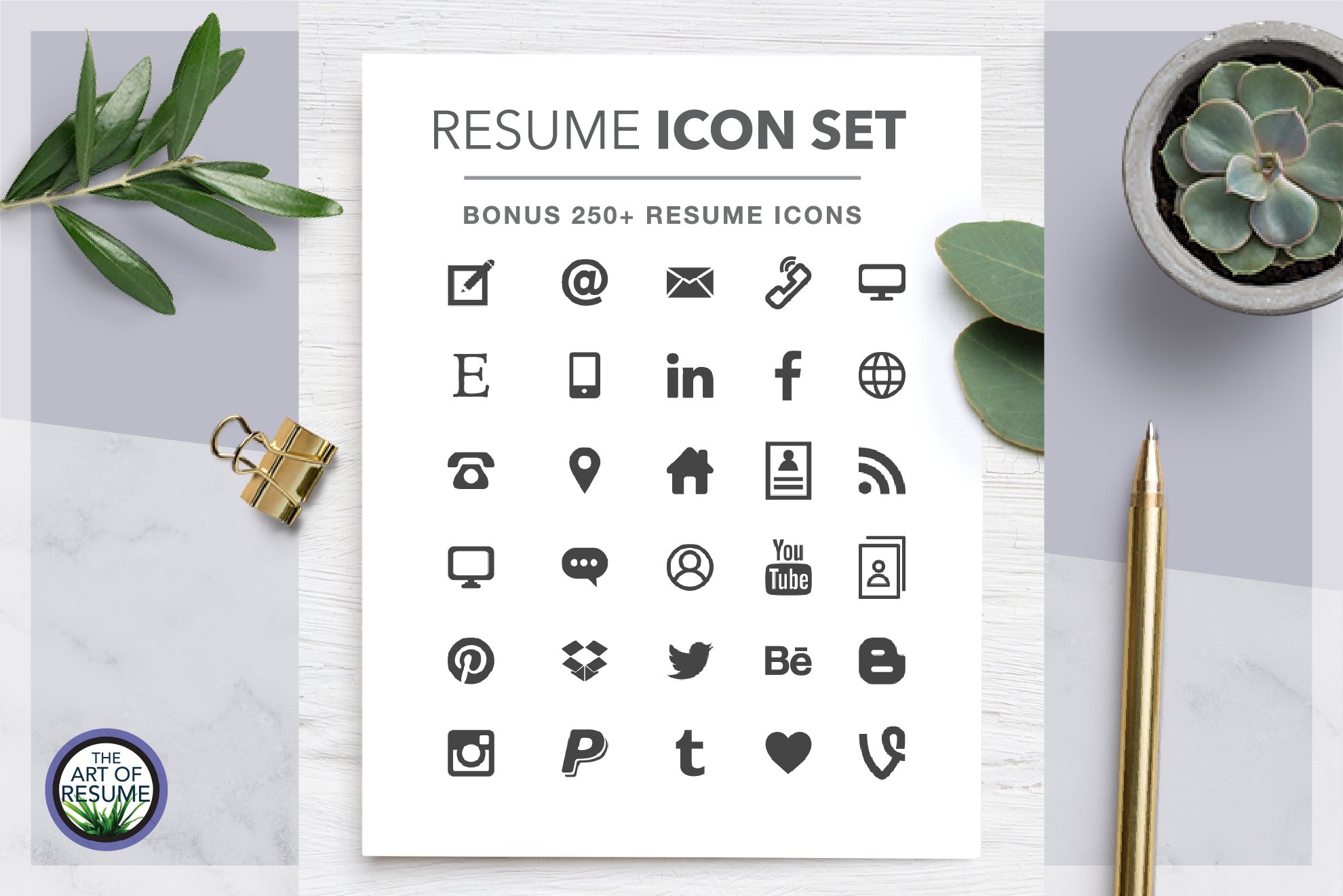 9 icons resume template 530