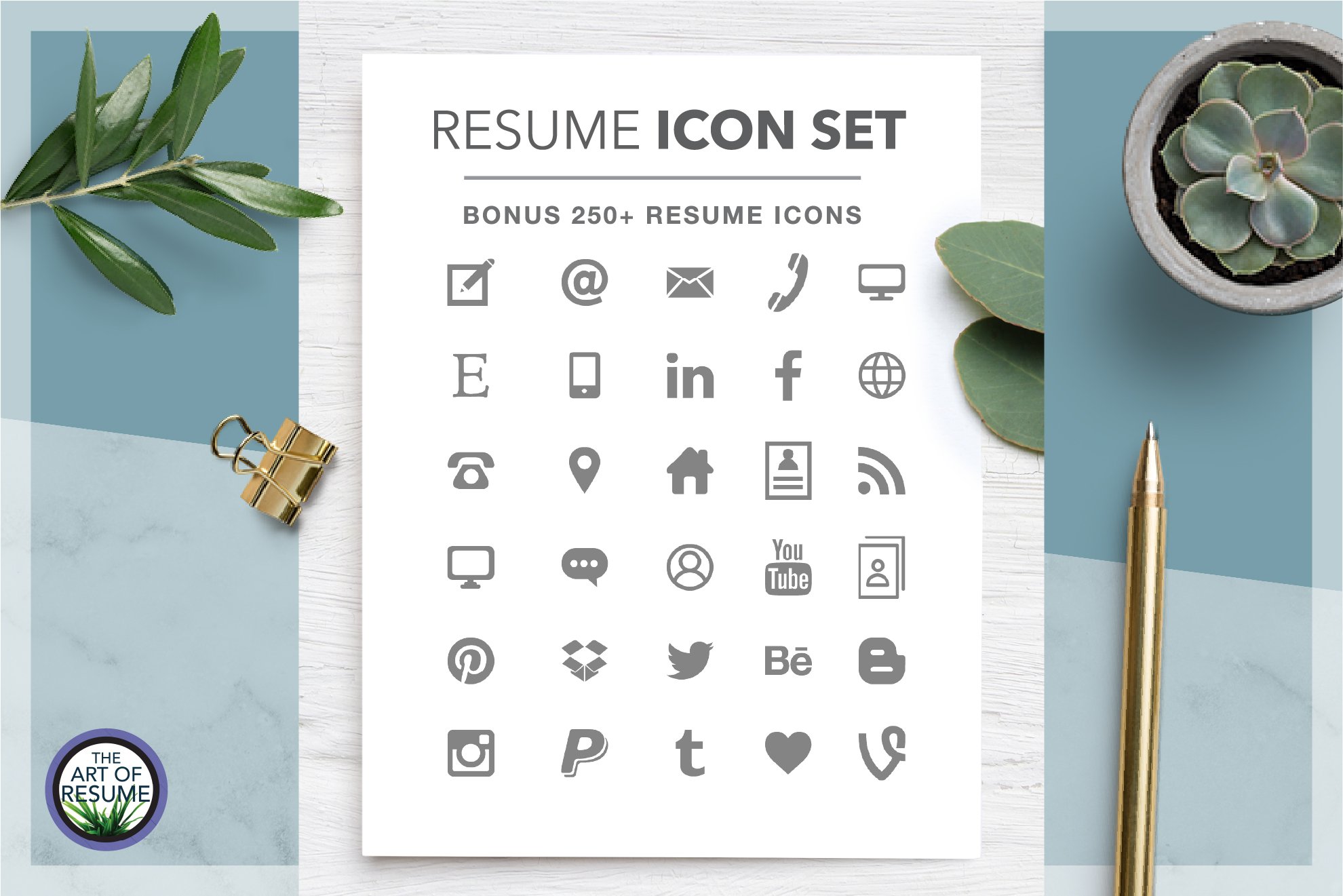9 icons resume template design 280