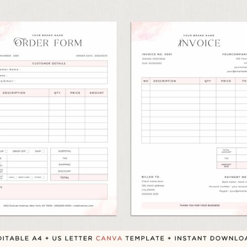 Invoice & Order form Template Canva cover image.