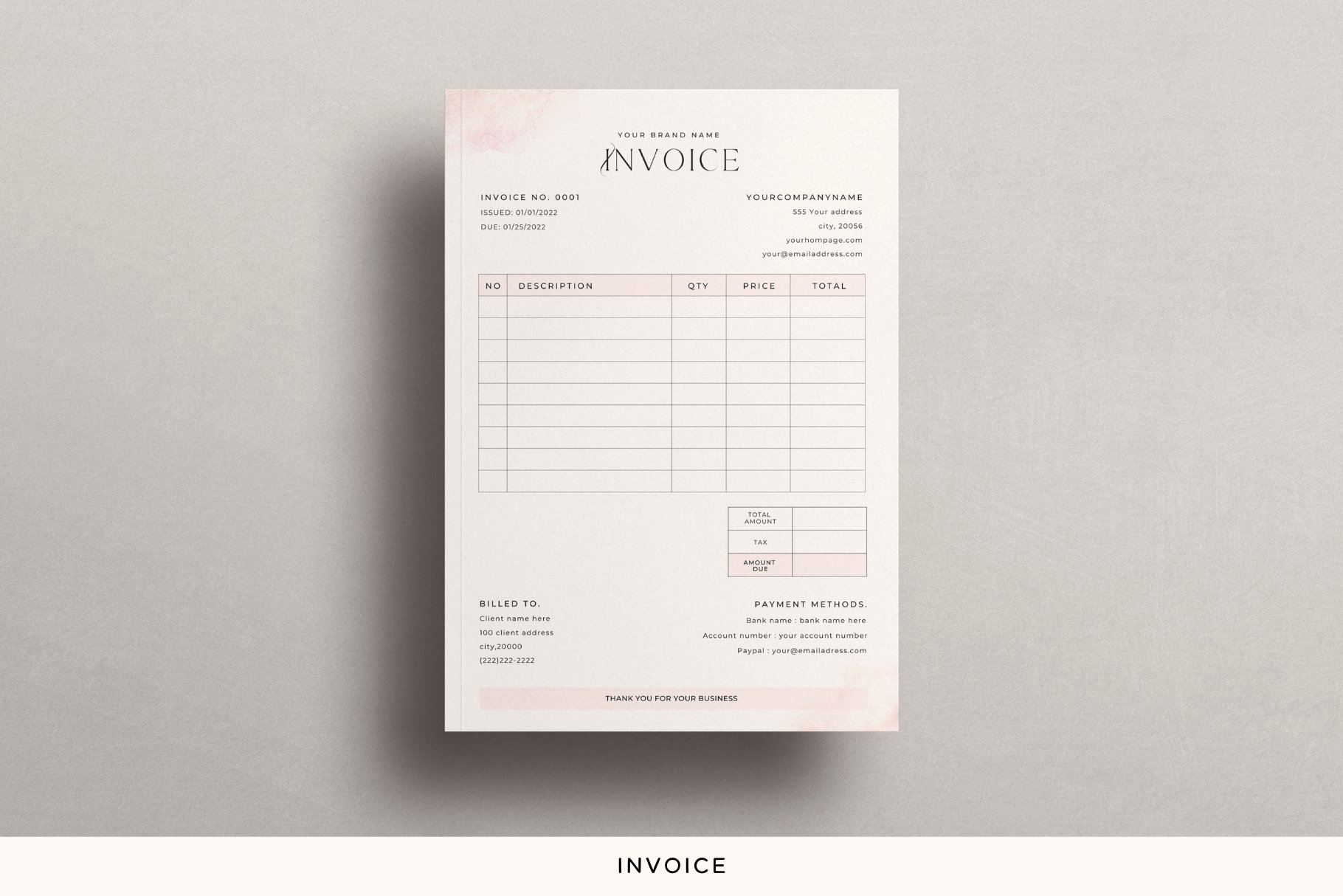 Invoice & Order form Template Canva preview image.