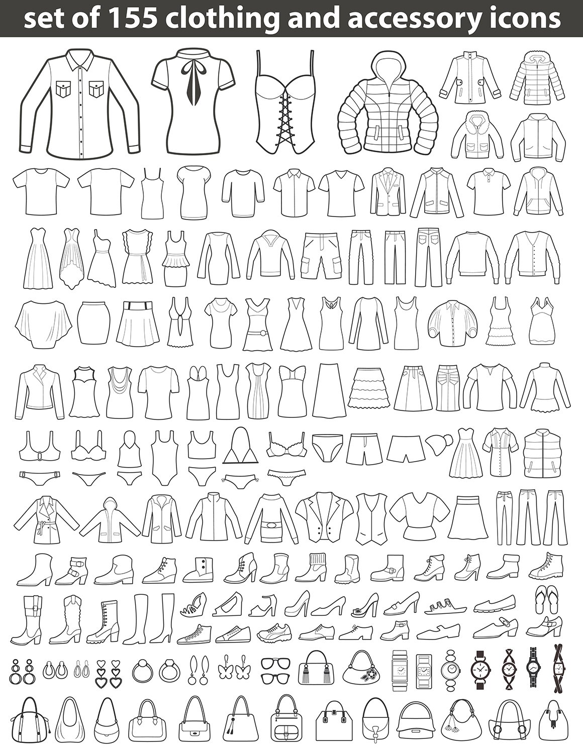 Set of clothing icons. preview image.