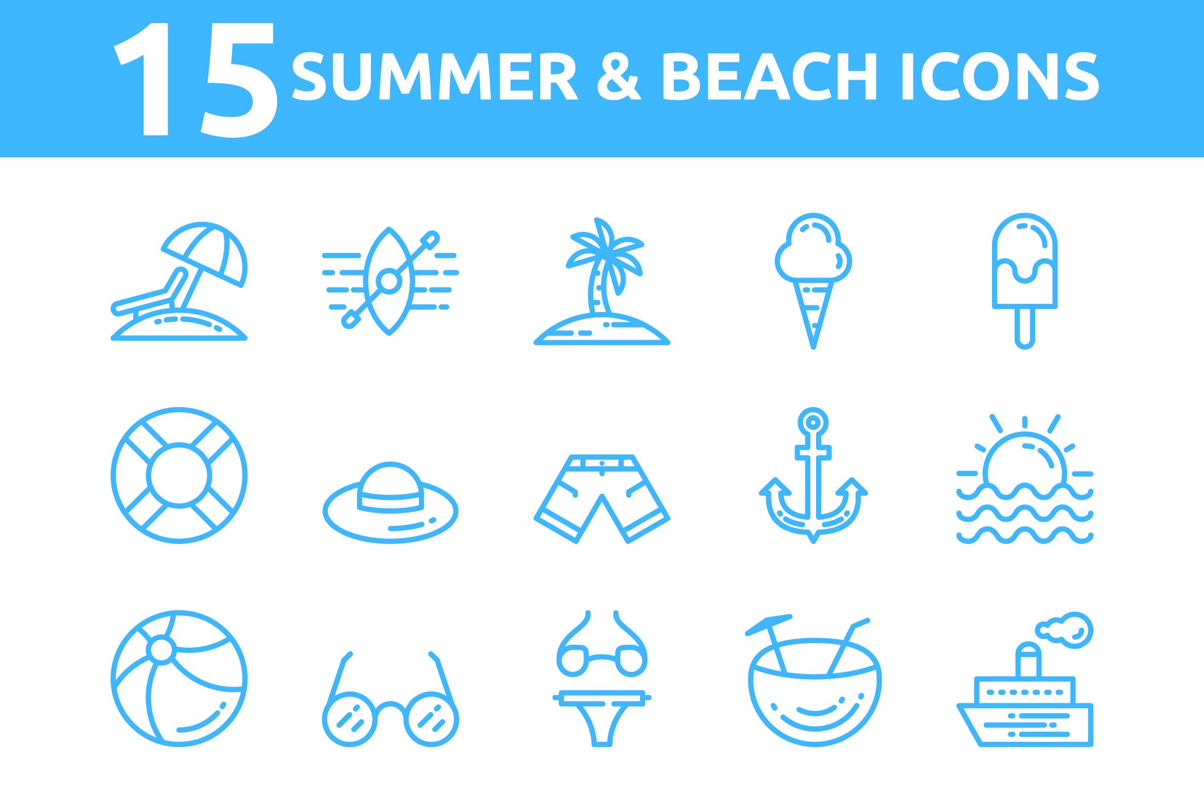 Summer and Beach Icons preview image.