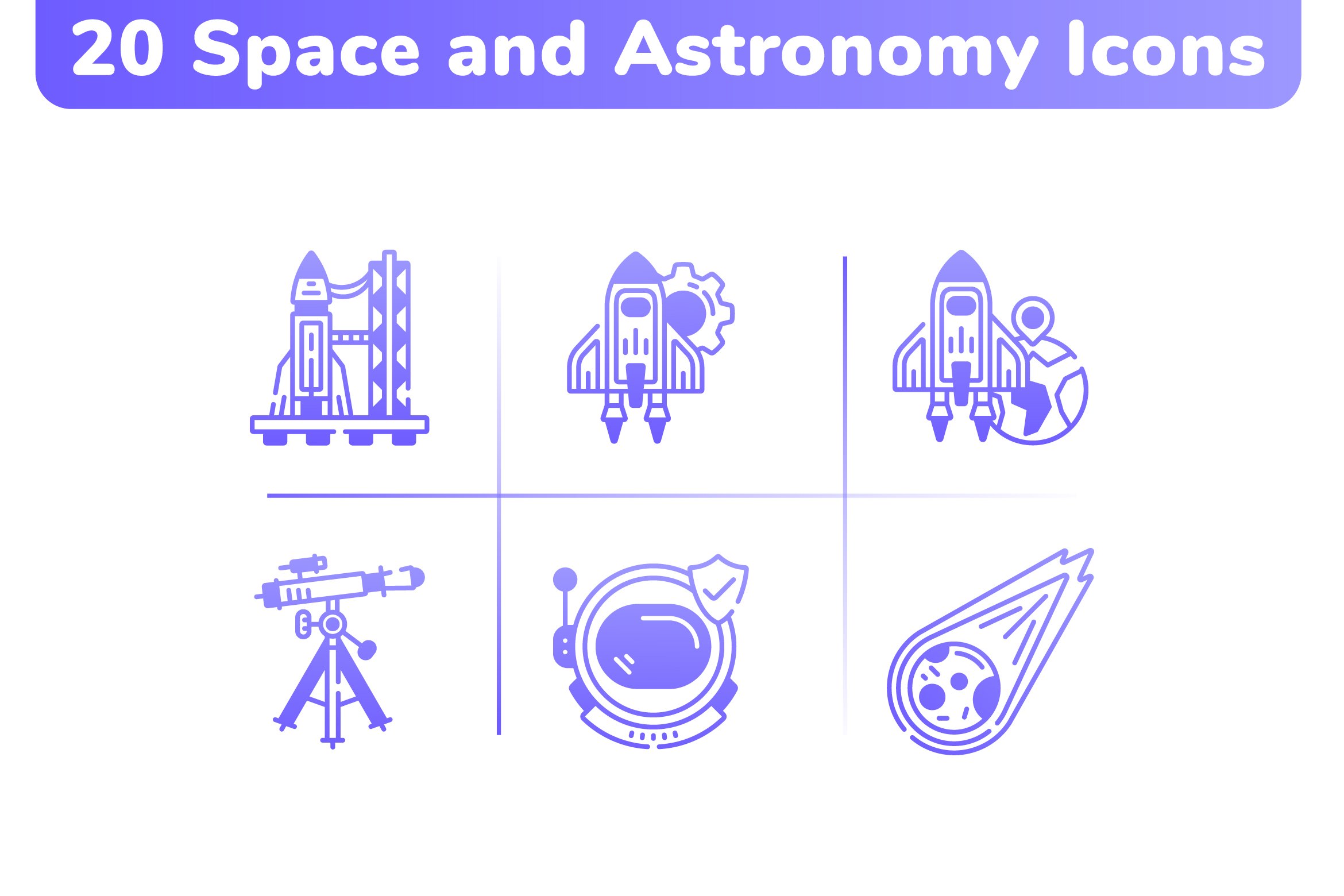 20 Space and Astronomy Icons cover image.