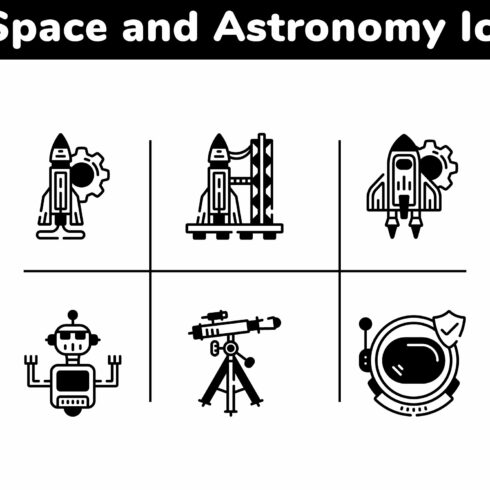 20 Space and Astronomy Black Icons cover image.