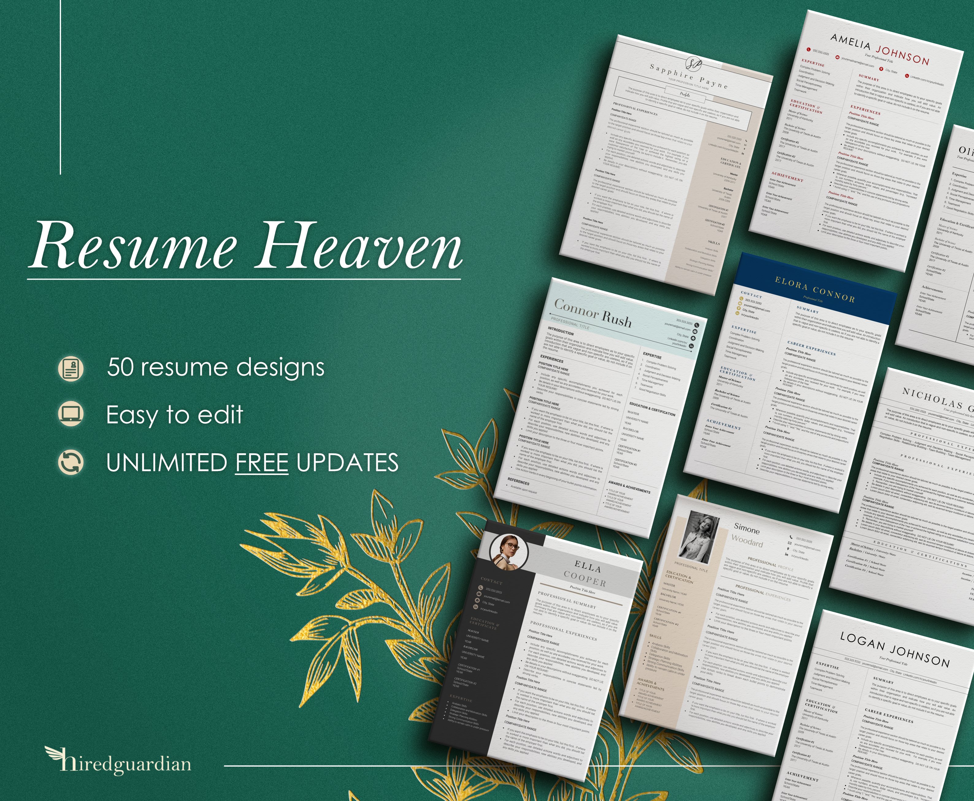 RESUME HEAVEN - 50 Resume Bundle cover image.