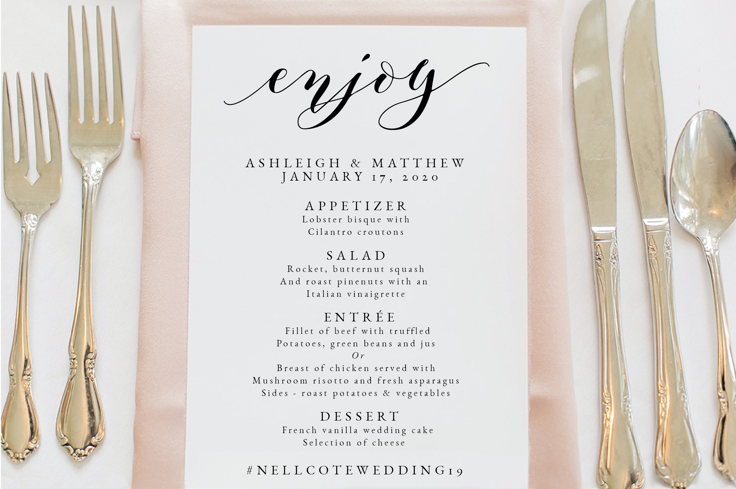 Wedding Menu - Editable PDF cover image.