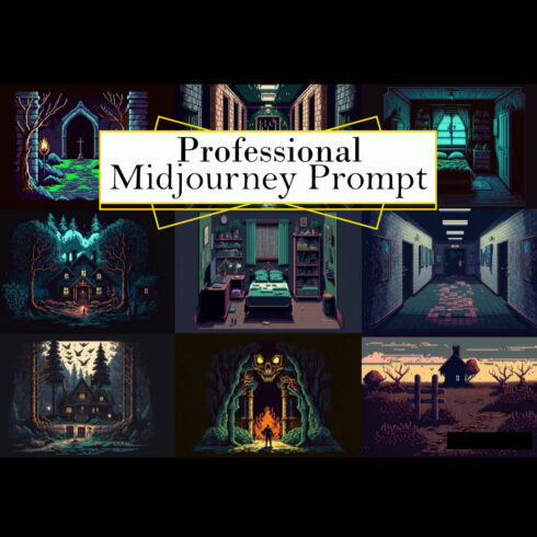 Pixel Horror Game Design Midjourney Prompt cover image.