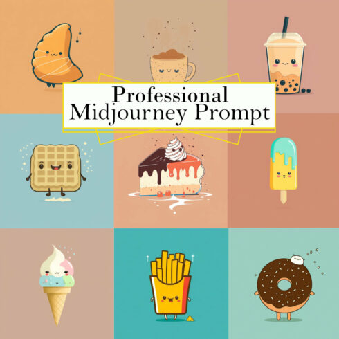 Cute Foodie Designs Midjourney Prompt cover image.