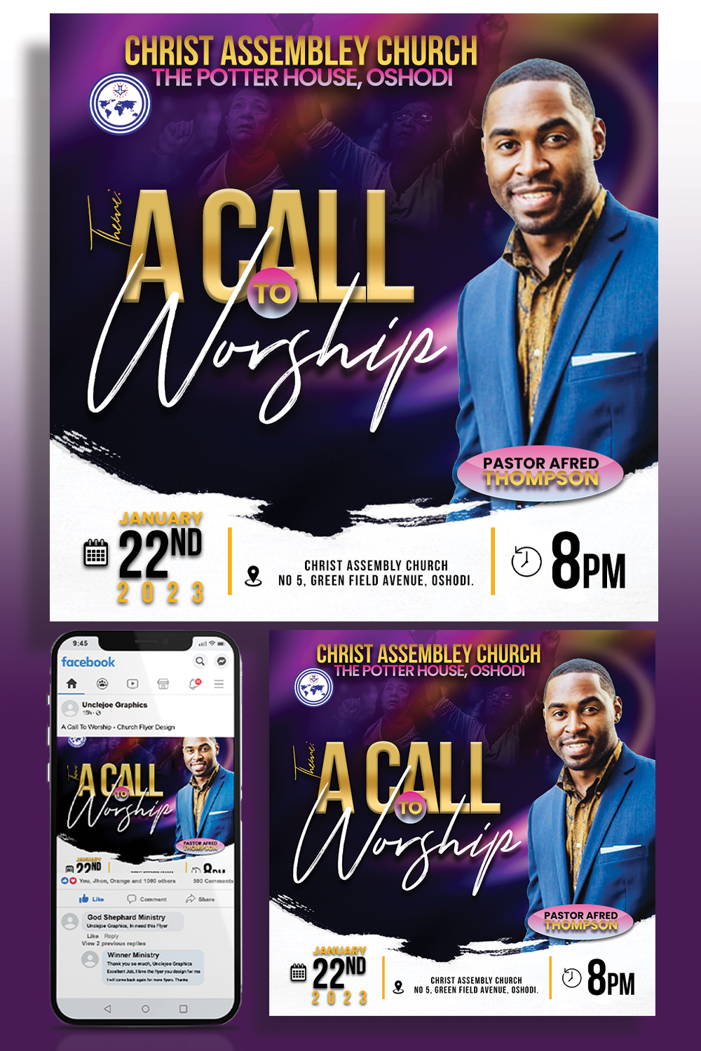 CHURCH FLYER TEMPLATE DESIGN pinterest preview image.