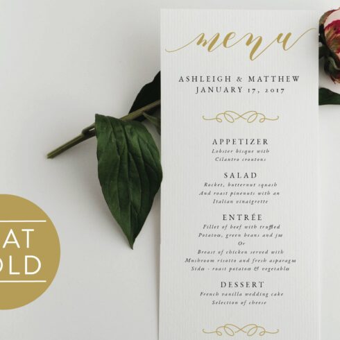 Wedding Menu - Editable PDF cover image.