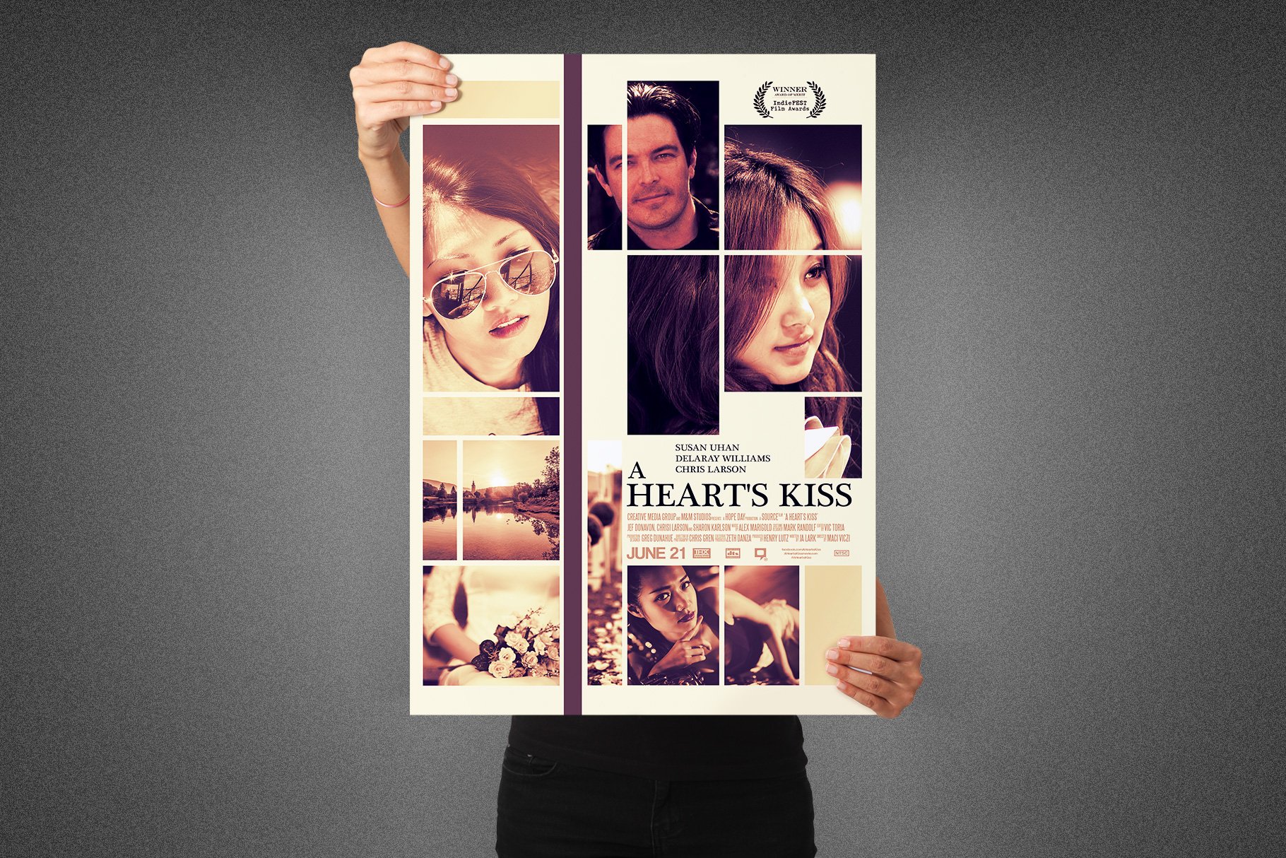 A Heart's Kiss Movie Poster Template preview image.
