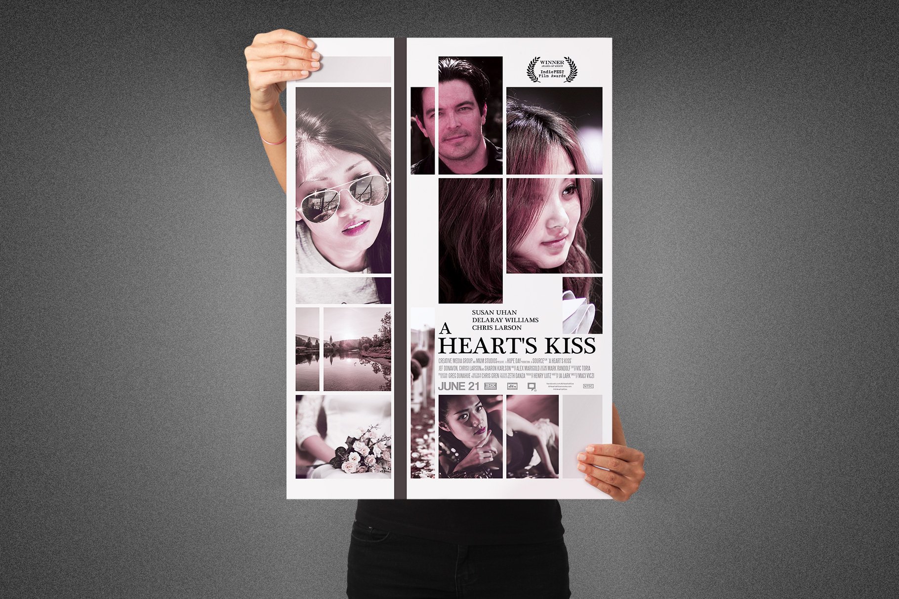 a hearts kiss movie poster template image preview 4 917